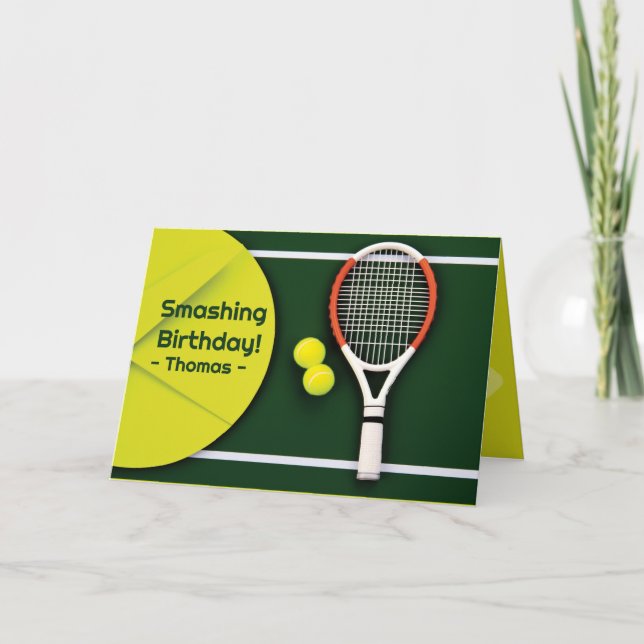 🎾 tennis Delight: En sönderfallande födelsedag Kort (Framsida)