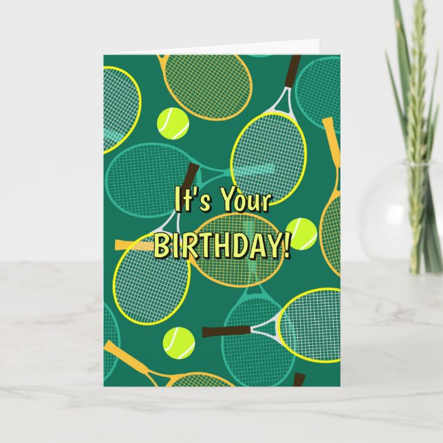 Tennis Design Greeting Card Tack Kort (Framsida)