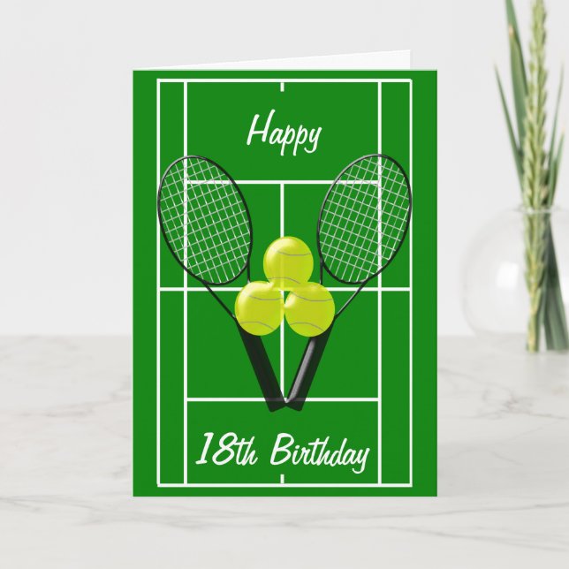 Tennis Design Personlig 18:e födelsedagen Kort (Framsida)