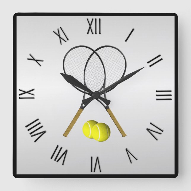 Tennis Dubbel Silver fyrkantiga siffror Fyrkantig Klocka (Framsida)