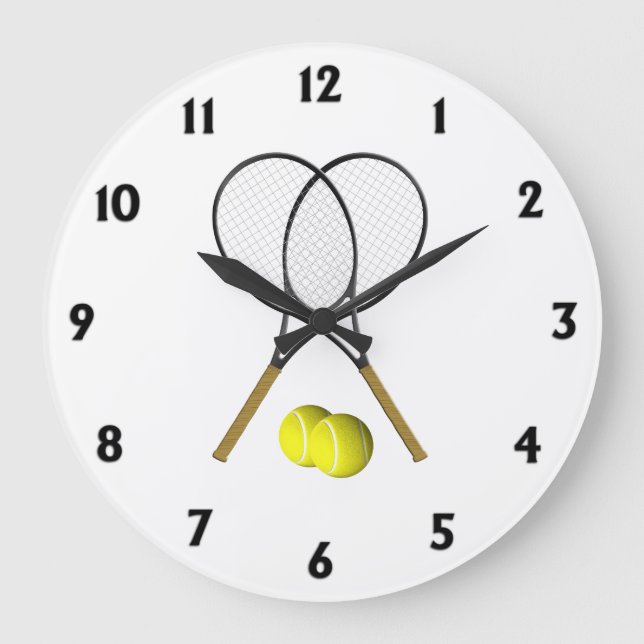 Tennis Dubblas Black Numbers Stor Klocka (Framsida)