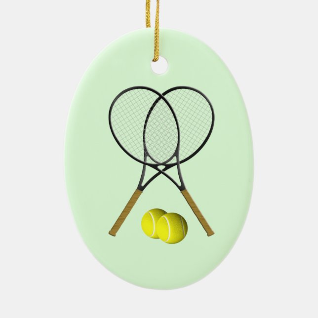 Tennis Dubblas Grönt Julgransprydnad Keramik (Baksidan)