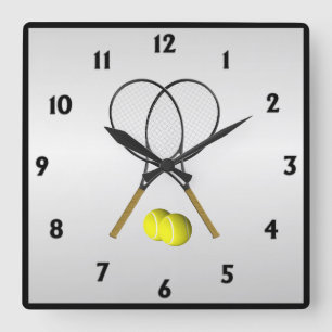 Tennis Dubblas Silver Fyrkantig Klocka
