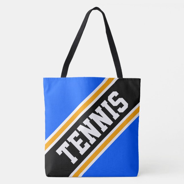TENNIS Dynamisk Ljusblå Svart Orange Ränder Tygkasse (Framsida)
