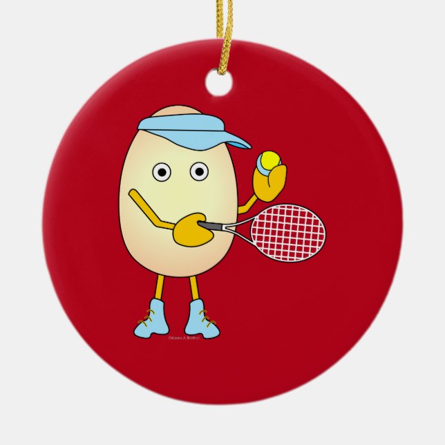 Tennis Egghead Ceramic Ornament (Framsidan)