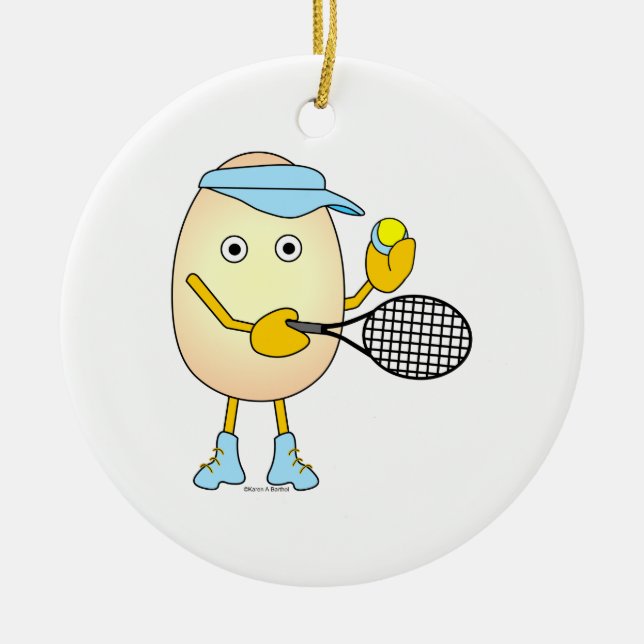 Tennis Egghead Julgransprydnad Keramik (Framsidan)