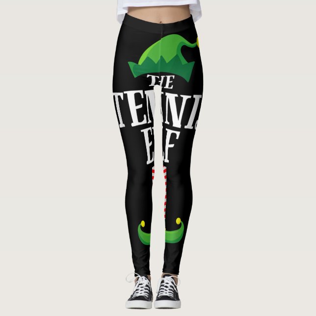 Tennis Elf Matching Family Group, jul Party Leggings (Framsida)