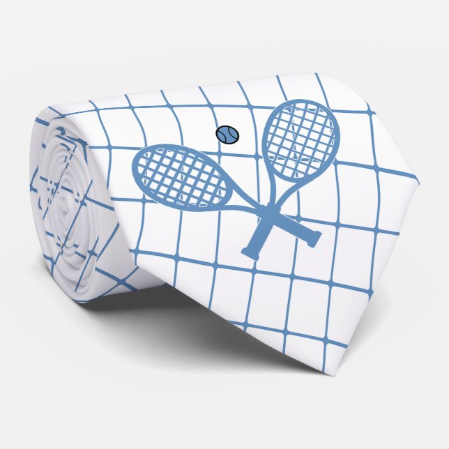 Tennis eller Racquetball på Blue Check Necktie Slips (Rullad)