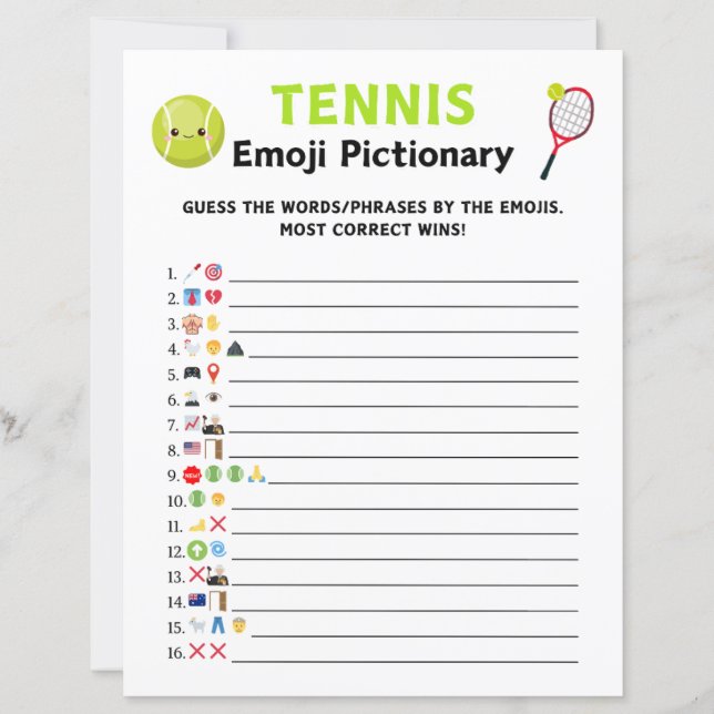 Tennis Emoji Pictionary Game (Framsida)