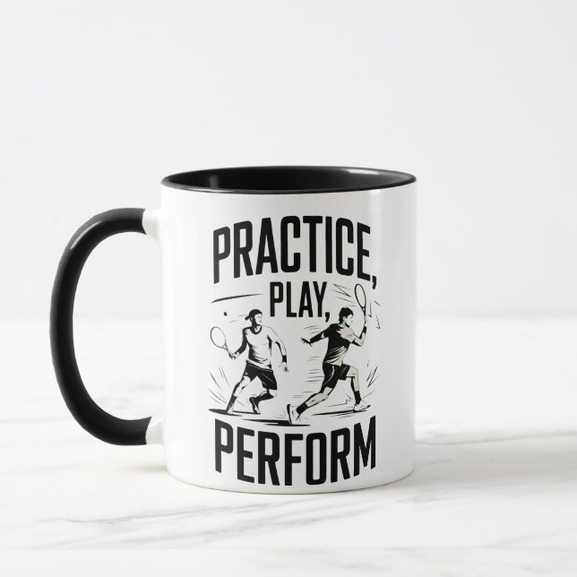 Tennis et motivation - practice play perform mugg (Vänster)