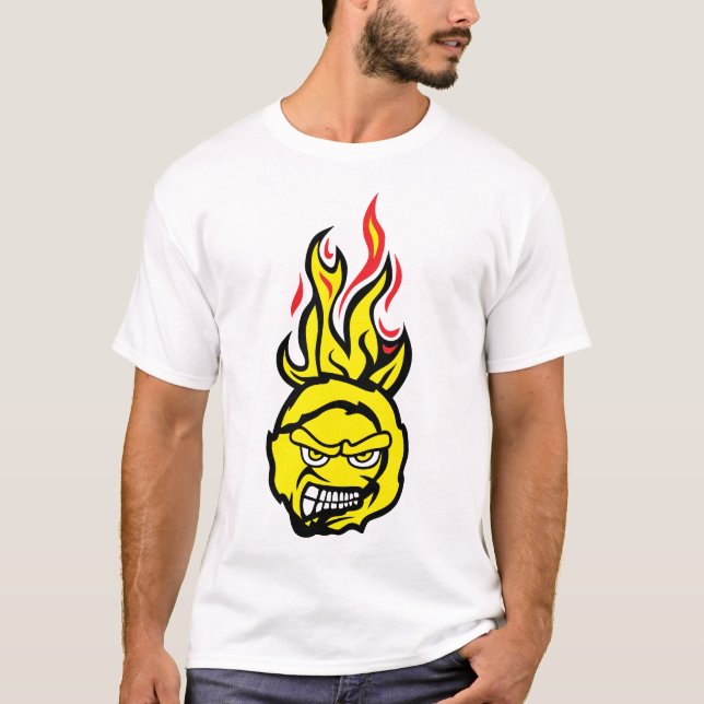 tennis face cartoon flamme 13 fire feroce attack  t shirt (Framsida)