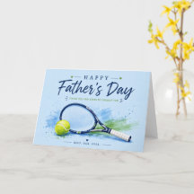 Tennis fadersdagskort för pappa blå akvarell