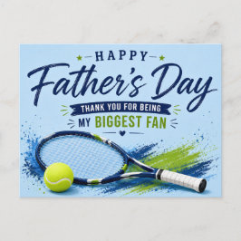 Tennis fadersdagskort för pappa blå akvarell vykort