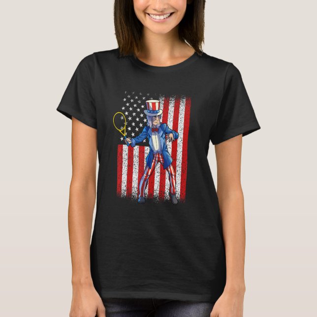 Tennis farbror Sam 4:e juli Manar Boy American Fla T Shirt (Framsida)