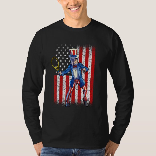 Tennis farbror Sam 4:e juli Manar Boy American Fla T Shirt (Framsida)