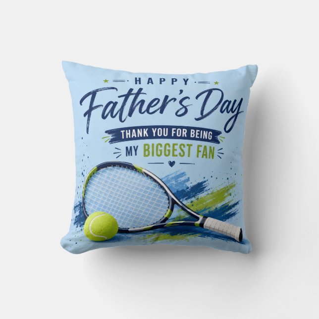 Tennis Fars dag  för Pappa Blå Akvarell  Kudde (Framsida)