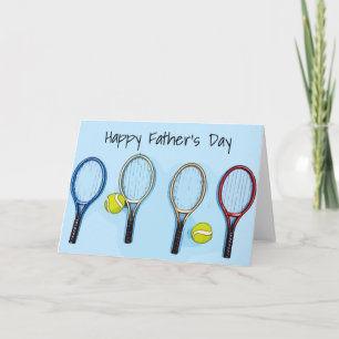 Tennis Fars dag med boll och racket på blå Kort