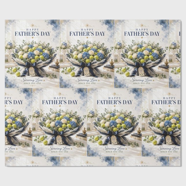 Tennis  Fars dag med racket och blommor Presentpapper (Platt)