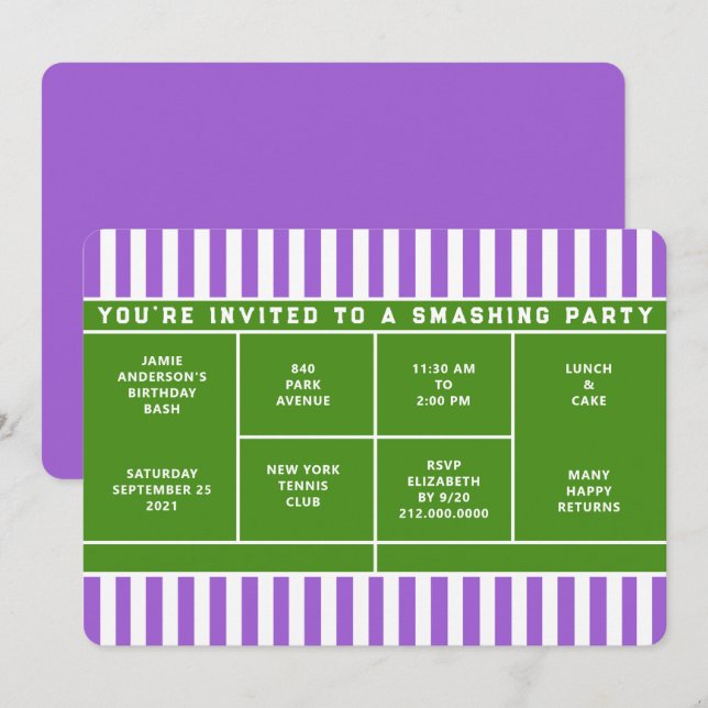 Tennis fest inbjudan (Fram/baksida)