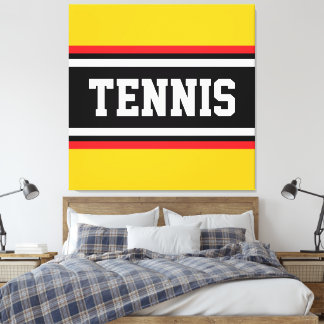 TENNIS Fet Bold Gul Röd Svart Vit Randiga Canvastryck