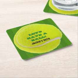 Tennis Firande Ha en Boll Underlägg Papper Kvadrat