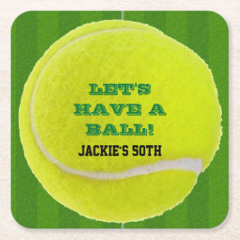 Tennis Firande Ha en Boll Underlägg Papper Kvadrat