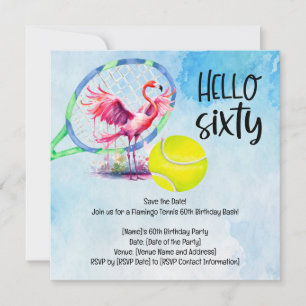 Tennis Flamingo 60:e Födelsedagsfesten Inbjudningar