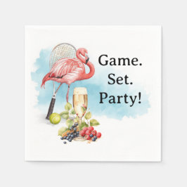 Tennis Flamingo Servetter med Racket och Boll
