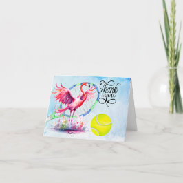 Tennis Flamingo tackkort med boll i domstol