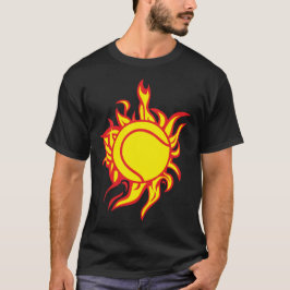 tennis flamme fire feu balle t shirt