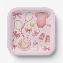 Tennis Flicka i Rosa tema med racket