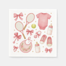 Tennis Flicka i Rosa tema med racket