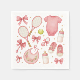Tennis Flicka i Rosa tema med racket Pappersservett