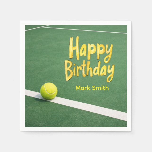 Tennis födelsedag med boll på planen  pappersservett (Framsidan)