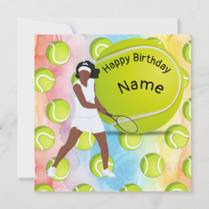 Tennis födelsedag med kvinnlig tennisspelare kort