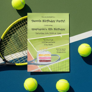 Tennis födelsedag rolig tårta serverad på tennisra inbjudningar