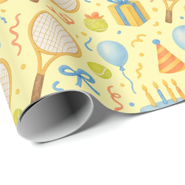Tennis Födelsedagsfest för Tennis Player Papper Presentpapper (Rullad Hörn)