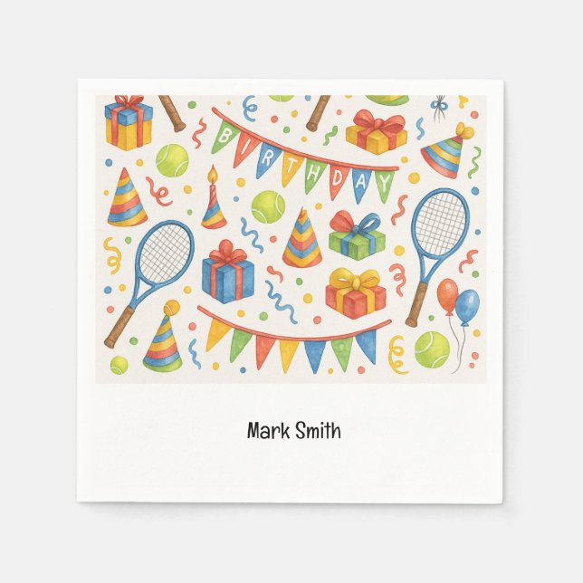 Tennis Födelsedagsfest för tennis Player Pappersservett (Framsidan)