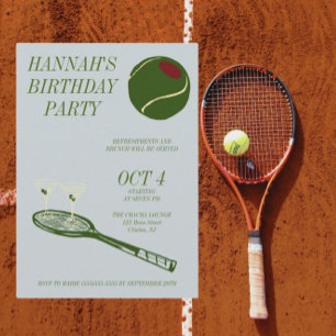 Tennis födelsedagsfest inbjudningar
