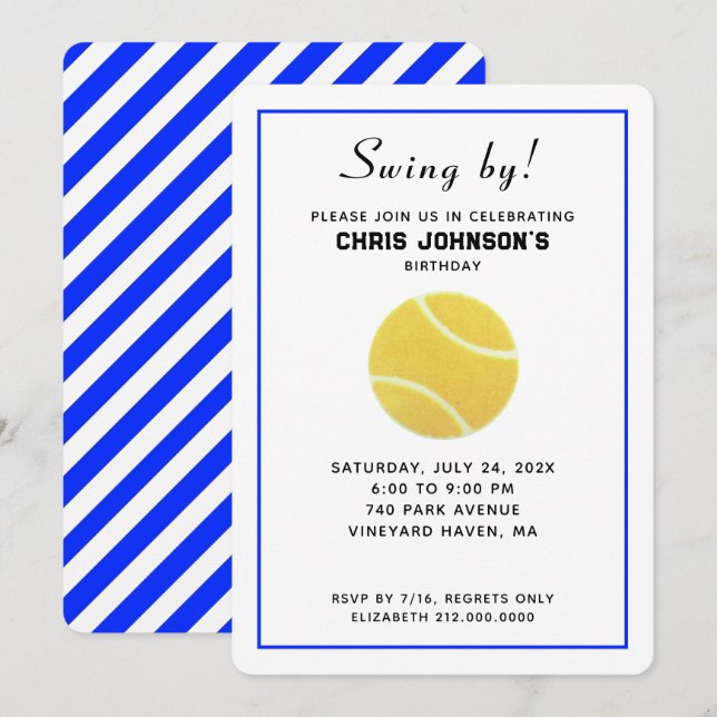 Tennis födelsedagsinbjudningar inbjudningar (Fram/baksida)