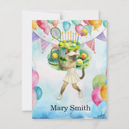 Tennis födelsedagstema för siames katt älskare vykort