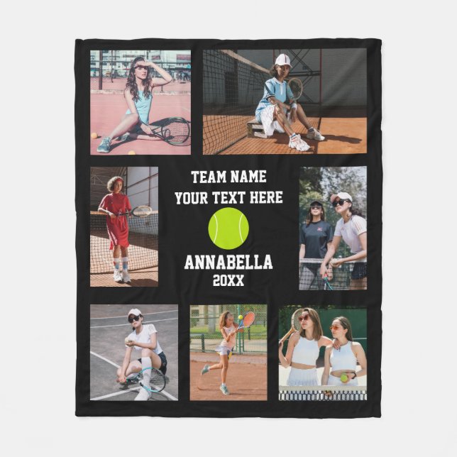 Tennis fotocollage fleecefilt (Framsidan)