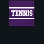 TENNIS Fun Bold Athletic Deep Purple White Stripes Canvastryck<br><div class="desc">This sporty design features athletic TENNIS text inside bright pink and white racing stripes against deep purple background.  The text and colors can be personalized.</div>