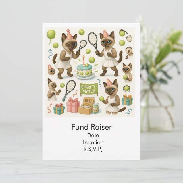 Tennis Fund Raiser for Cat Lovers Inbjudningar (Stående Fram)