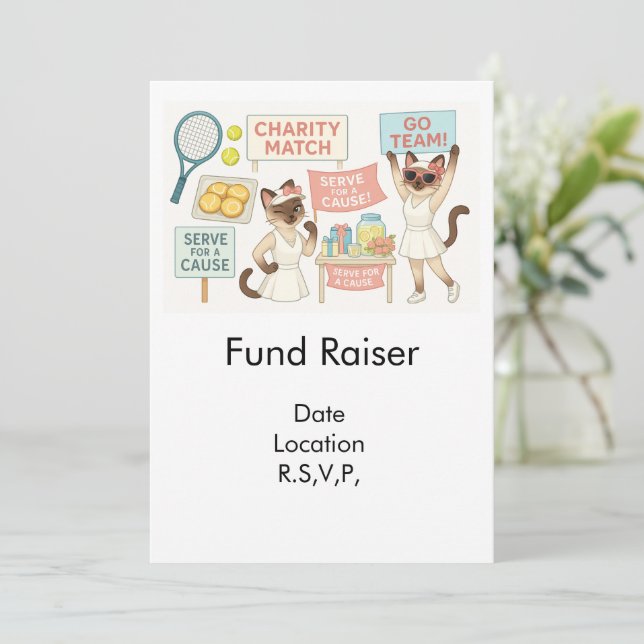 Tennis Fund Raiser for Cat Lovers Inbjudningar (Stående Fram)