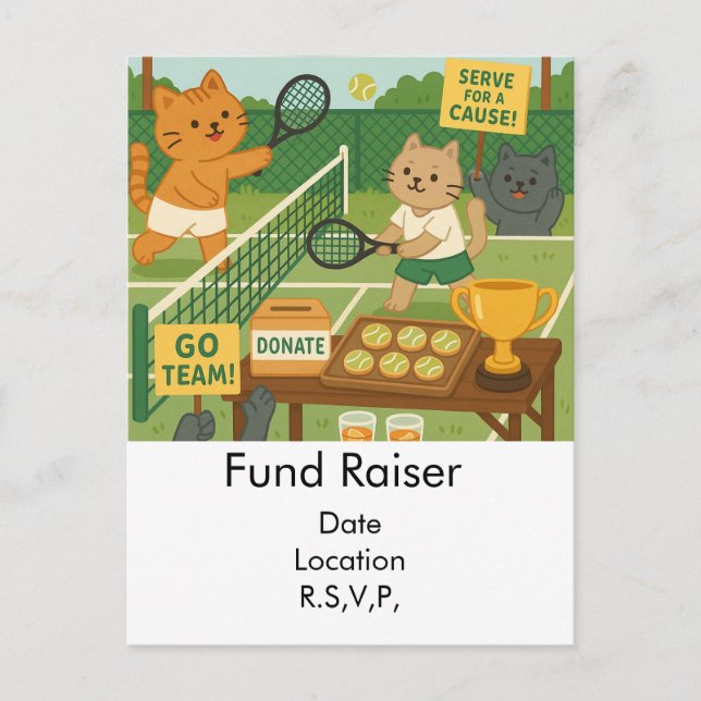 Tennis Fund Raiser for Cat Lovers Vykort (Framsida)