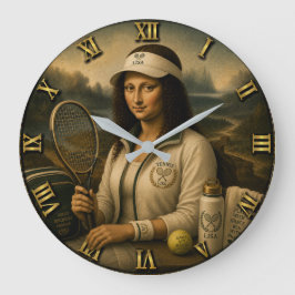Tennis Funny Mona Lisa Stor Klocka