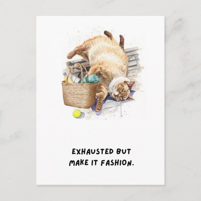 Tennis Funny Sstickande cat vilar Vykort (Framsida)