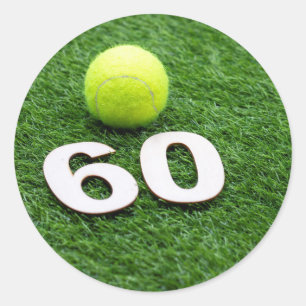 Tennis fyller 60 år med tennis boll runt klistermärke