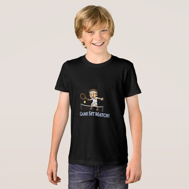 Tennis Game Set Match Serieteckning T Shirt (Framsida Full)